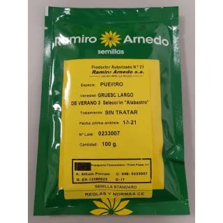 Compra PUERRO GRUESO LARGO DE VERANO Sel. Alabastro (100 gr.) en la tienda online Fito Agrícola